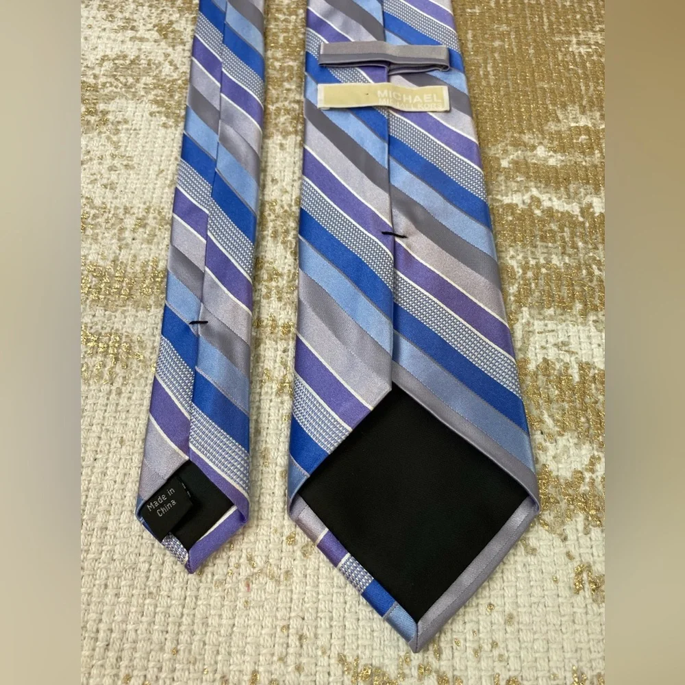 MICHAEL KORS Men’s Blue & Purple Striped Silk Necktie | Office Business Work